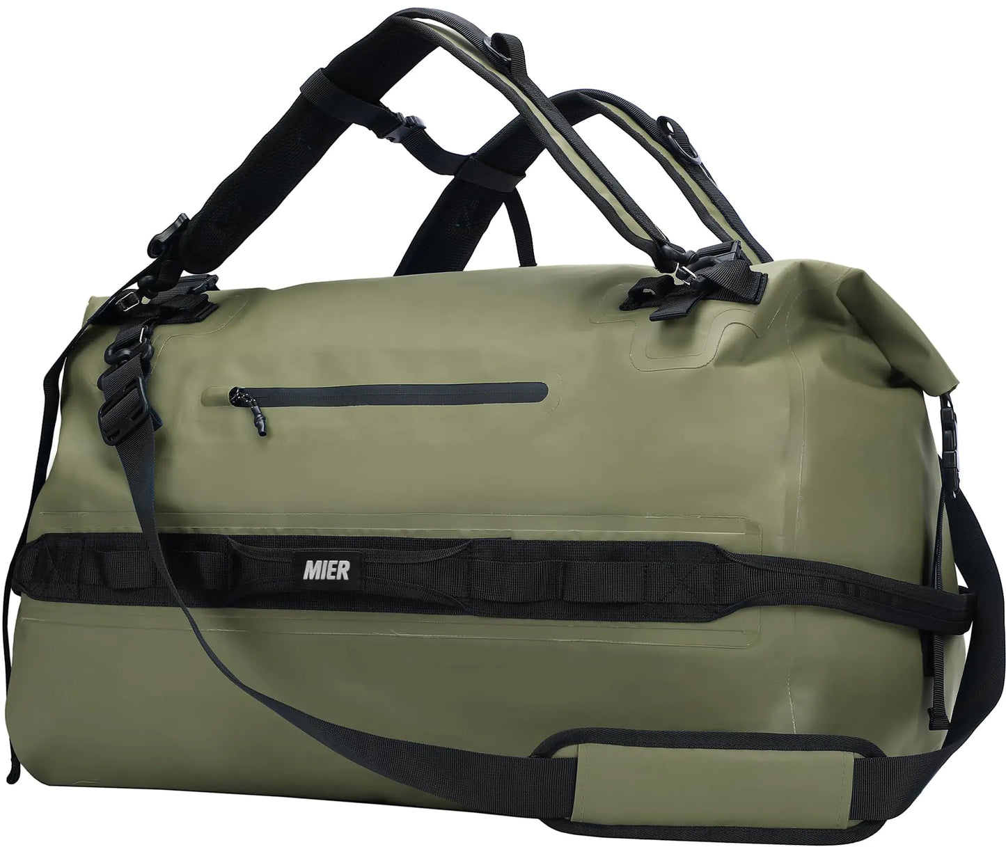 MIER Large Waterproof Duffel Bag Rolltop Dry Backpack Duffle Bags for Kayaking Rafting Boating Swimming Camping Travel Gym Beach 60L Army Green