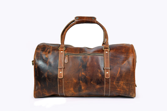 Buffalo Leather Duffle Bag Travel Carry-on Luggage bag. Salmon Alder