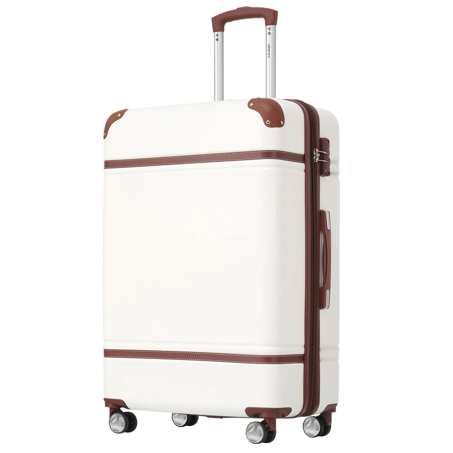 Merax 24 IN Luggage Suitcase with Spinner Wheels 24in Suitcase with TSA Lock Lightweight Vintage Luggage(White)