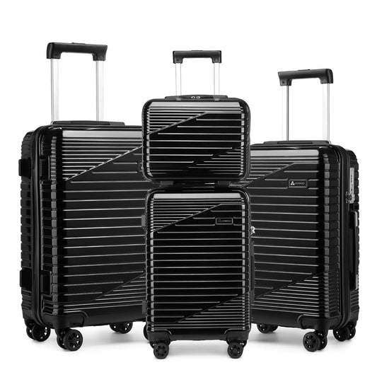 Somago 3 Piece Luggage Sets with a Cosmetic Case Expandable (Only 24) Suitcase PC Lightweight Suitcase Sets of 4 with Wheels TSA Lock YKK Zippers for Man Woman Travel Business(Black)