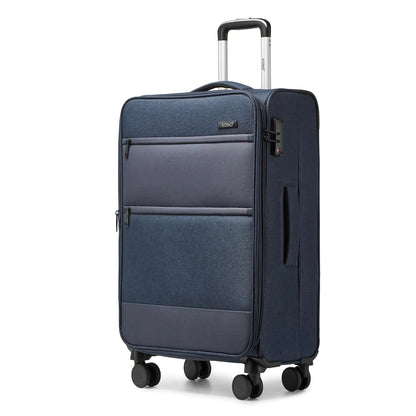 Kono Softside Expandable Checked Luggage with 4 Spinner Wheels Drop Resistant Lightweight Suitcase Checked-Medium 24 Inch Navy