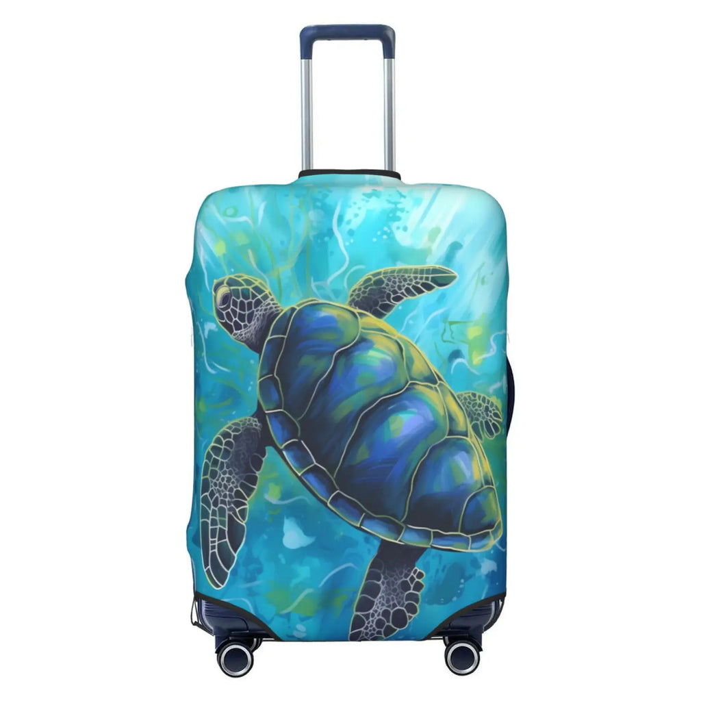 YouQu Cartoon Sea Turtle Travel Luggage Suitcase COVER Washable Suitcase COVERS Elastic M - Fits 22-24 inch luggage (No Suitcase)