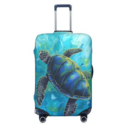 YouQu Cartoon Sea Turtle Travel Luggage Suitcase COVER Washable Suitcase COVERS Elastic M - Fits 22-24 inch luggage (No Suitcase)