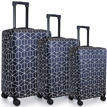 Sanwuta 3 Pcs Luggage Cover Washable Suitcase Protector Luggage Protector Suitcase Cover Anti Scratch Luggage Case Cover Fits 18-28 Inch Luggage 3 Sizes (Geometric Style)
