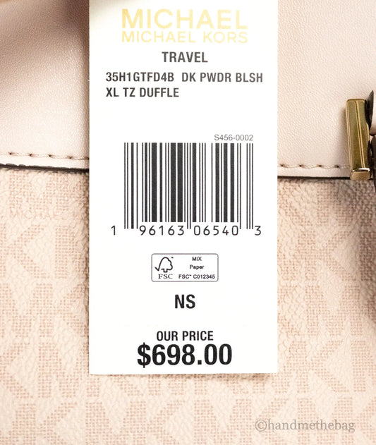Michael Kors Travel Dark Powder Blush Top Zip Duffle Bag
