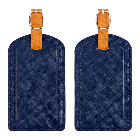 Premium Colored Luggage Tags for Luggage Travel Bags and Suitcases by Adventure Goods- Navy Blue (Pack of 2)