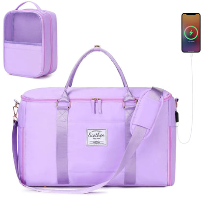 Scothen Convertible Travel Garment Bag Carry On Garment Duffle Bag with Toiletry and Shoe bag Garment Bags for Travel 2 in 1 Hanging Dress Suitcase Suit Travel Bags for Women with USB Charging Port
