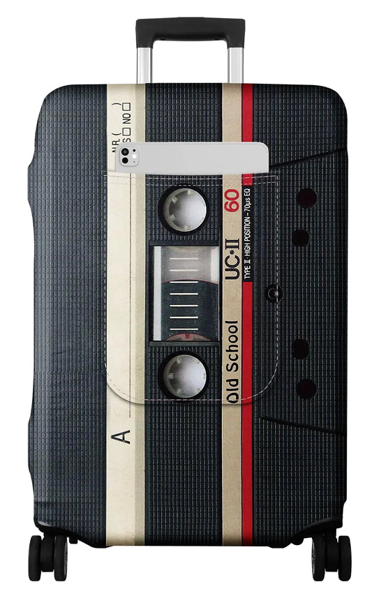 Slohif Luggage Cover for Suitcase Tsa Approved Protector - Carry on Luggage SleeveLarge Suit Case Cover Travel Stretch Luggage Case Protective Washable Fit 18-30 Inch Black Tape M