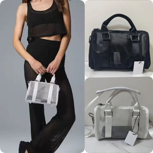 AL Duffle Yoga Transparent Mesh Fitness Bag  Training Shoulder Crossbody Sport Bags For Women Fitness Travel Gym Bags