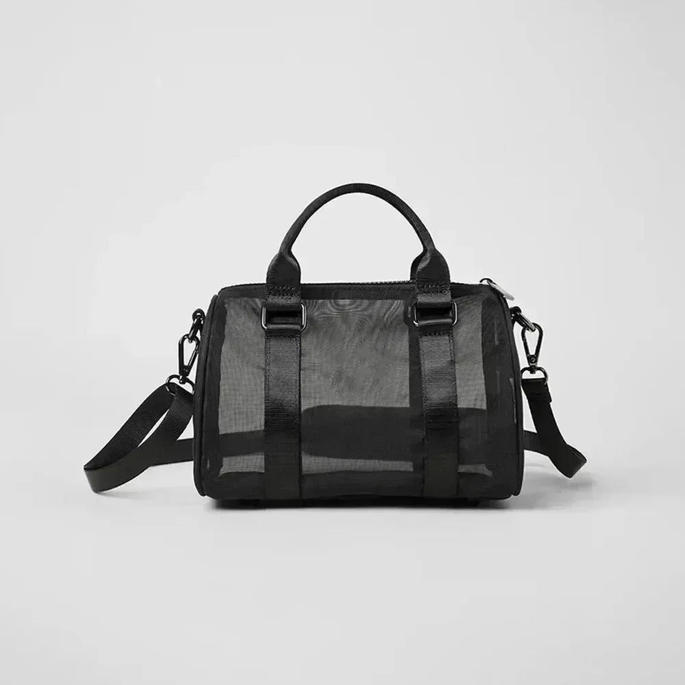 AL Duffle Yoga Transparent Mesh Fitness Bag  Training Shoulder Crossbody Sport Bags For Women Fitness Travel Gym Bags