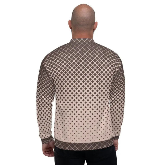 Bomber Jacket for Men - Burgundy Halftone Dotted Pattern Grey Coco