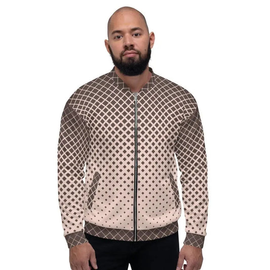 Bomber Jacket for Men - Burgundy Halftone Dotted Pattern Grey Coco