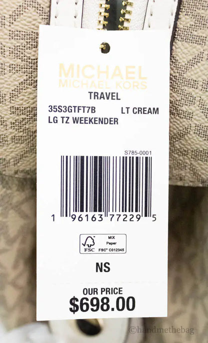 Michael Kors Travel Large Light Cream Patches Weekender Duffle