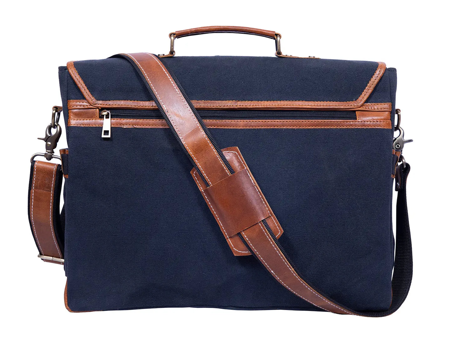 16 Inch Canvas Leather  Briefcase Computer Laptop Book Large Satchel Salmon Alder