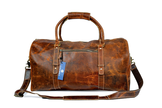 Buffalo Leather Duffle Bag Travel Carry-on Luggage bag. Salmon Alder