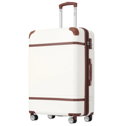 Merax 24 IN Luggage Suitcase with Spinner Wheels 24in Suitcase with TSA Lock Lightweight Vintage Luggage(White)