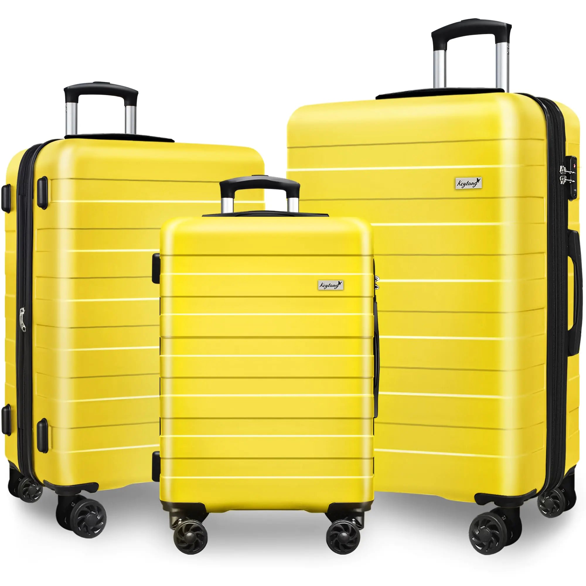 KEYTANG Suitcase W/TSA Lock Yellow 3 Piece Set