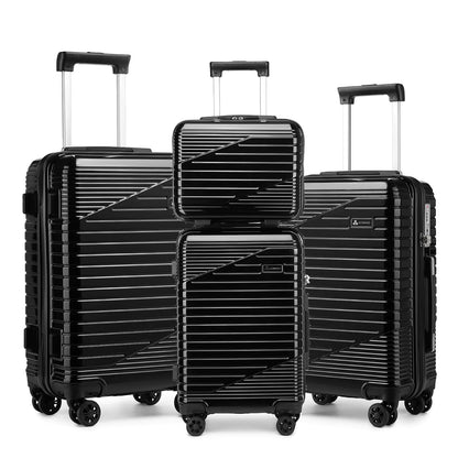 Somago 3 Piece Luggage Sets with a Cosmetic Case Expandable (Only 24) Suitcase PC Lightweight Suitcase Sets of 4 with Wheels TSA Lock YKK Zippers for Man Woman Travel Business(Black)