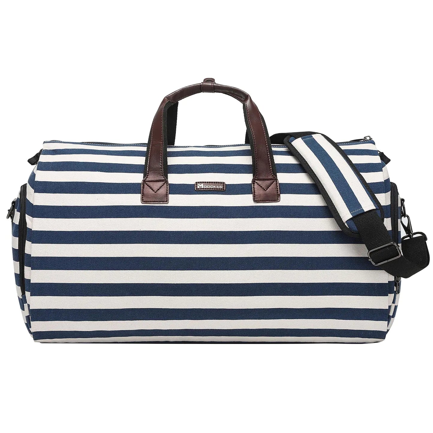Modoker Carry on Garment Bags for Travel Convertible Garment Duffel Bag with Shoulder Strap for Men Women- 2 in 1 Hanging Suitcase Suit Travel Bags Blue White Striped
