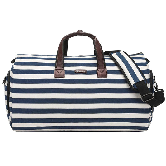 Modoker Carry on Garment Bags for Travel Convertible Garment Duffel Bag with Shoulder Strap for Men Women- 2 in 1 Hanging Suitcase Suit Travel Bags Blue White Striped