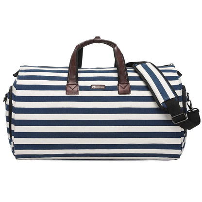 Modoker Carry on Garment Bags for Travel Convertible Garment Duffel Bag with Shoulder Strap for Men Women- 2 in 1 Hanging Suitcase Suit Travel Bags Blue White Striped