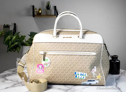 Michael Kors Travel Large Light Cream Patches Weekender Duffle