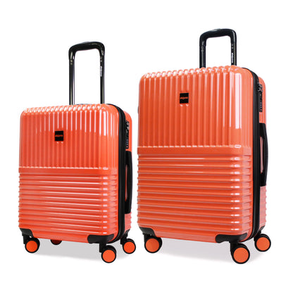 World Traveler Dejuno Tonal Lightweight Polycarbonate Hardside Expandable Spinner Luggage Suitcase with TSA Lock Coral 2-Piece Set(20in24in)
