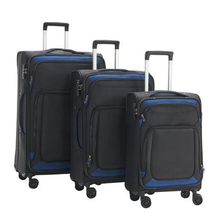 Pianeta Softside Luggage Sets With Spinner Wheels Softshell Lightweight Suitcase With Expandable And TSA Lock 3pcs Set (Black)